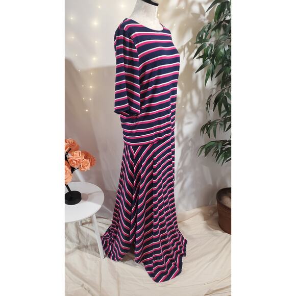 Chicos Womens Jersey Knit Stretchy Striped Top Maxi Skirt Set Size 1/2 M/L Blue - Picture 4 of 12